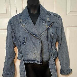 Fashion Nova Blue Jean Moto Jacket